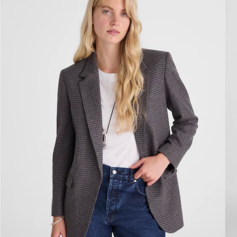 Madewell Gray Checkered Blazer